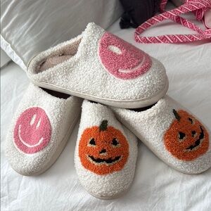Cozy Smiley and Pumpkin Slippers